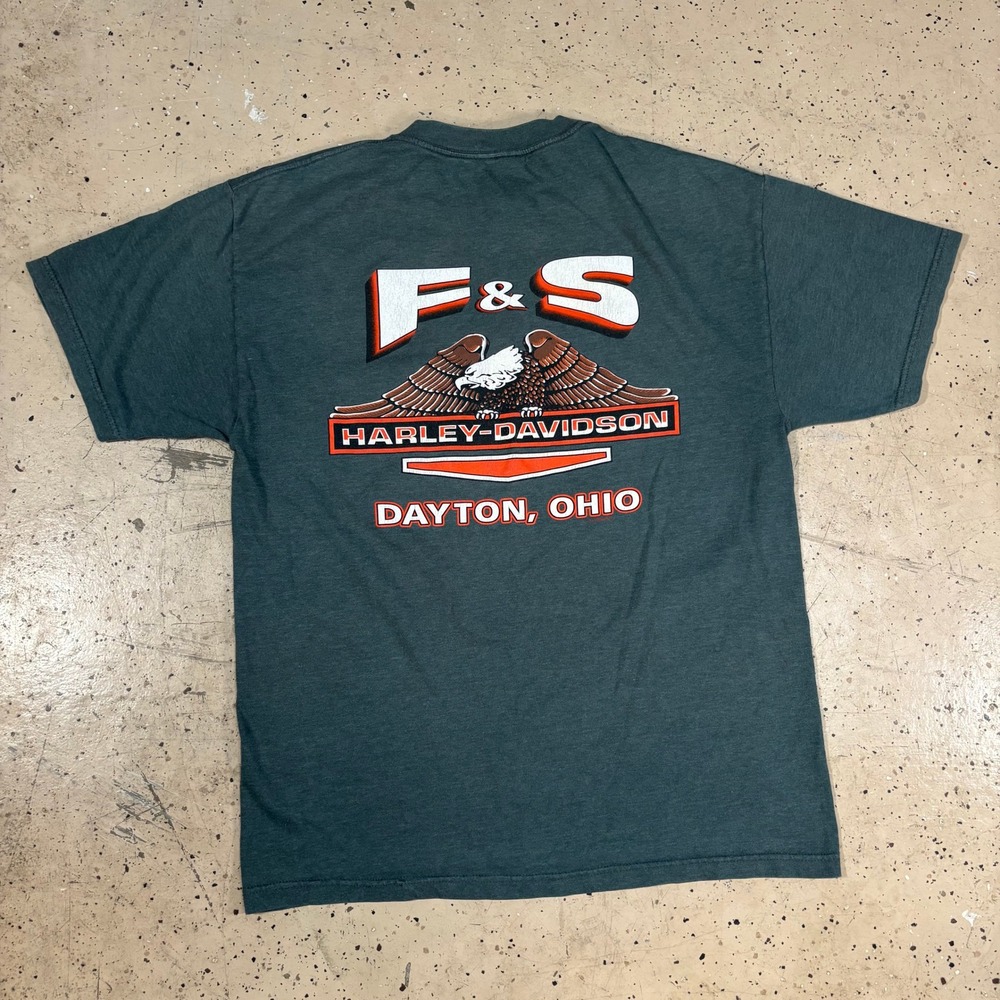 Vintage 2000s Harley-Davidson Green 105th Anniversary Pocket T-Shirt Size Large - Picture 6 of 7